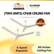 TWIN PACK 2 x Khind CF618 /  CF618B 60 Inches Ceiling Fan 3 Blades 5 Speed Function Black / White Ce