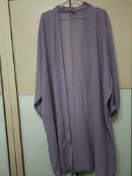 超美莫蘭迪紫長版罩衫外套