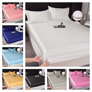 1 PC Pure White Cadar Washed Ice Silk Fitted Sheet For Summer Queen King/Super King Size Simple Style Bed Mattress Cover Pillowcase