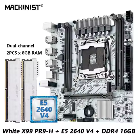 MACHINIST White X99 Motherboard kit set Optiona Xeon E5 2640 V4 LGA 2011-3 CPU DDR4 2*8G=16GB RAM NV