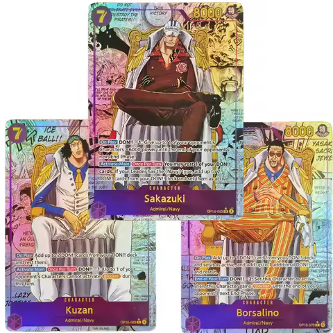Proxy One Piece card game OP16 MANGA three original Fleet Admirals Akainu Aokiji Kizaru English Game