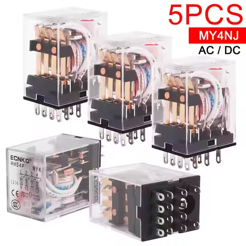 5PCS MY4 HH54P MY4N-GS Electromagnetic Relay 4PDT 14PIN AC DC 6V 12V 24V 36V 48V 110V 220V 380V MY4N