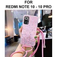 Casing Xiaomi Redmi Note 10 - Xiaomi Redmi Note 10 Pro Softcase Glitter Lanyard