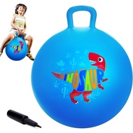 ZOOJOY Hopper Ball for Kids, 18In Bouncy Balls with Handle, Blue Dinosaur Indoor Outdoor Todder Toys