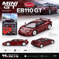 (STANDARD/BLISTER/CHASE) MINI GT 1/64 #806 BUGATTI EB110 GT DARK RED METALLIC
