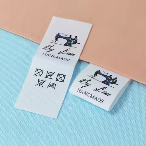 Custom Folding Labels , Logo or Text - fold Tags, Personalized Brand , Printing Labels, Sew on Label