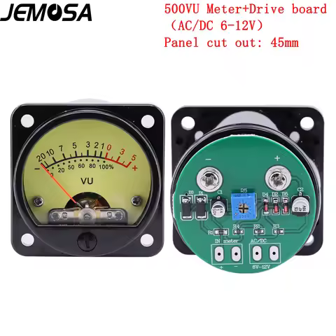 45mm VU Meter 500VU with Warm yellow Backlight Sound Pressure Meter+ VU level Audio meter driver boa