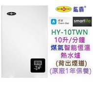 氣霸 - HY-10TWN 10升/分鐘 [煤氣] 智能恆溫熱水爐 (背出煙道)