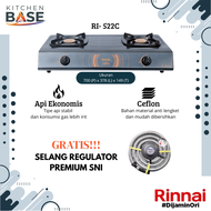 (FREE SELANG REGULATOR) Rinnai Kompor Gas 2 Tungku RI-522C/RI-522E/RI-602E (W) Api Ekonomis Hemat Ga