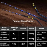 Professional 1.8m Sea Fishing Heavy Fishing Rod Goods 3+1 Roller Guid 80LBS 100LBS 130LBS Big Game B