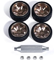 6 Spoke Wheel Rims & Rc Car Speed Tires for 1/28 RC Hobby Model Car, [2*N+2*W] 4 Pcs 20mm Aluminum A
