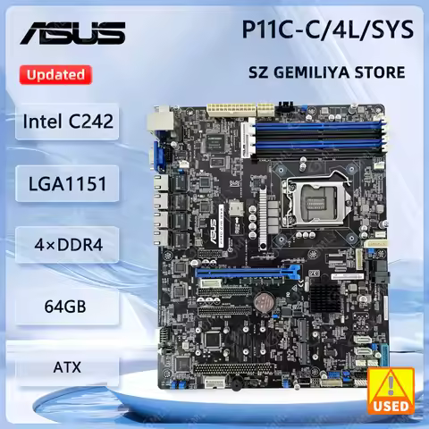 ASUS P11C-C/4L/SYS server Motherboard Intel C242 LGA1151 4×DDR4 64GB 2×M.2 support Intel Xeon E-2124