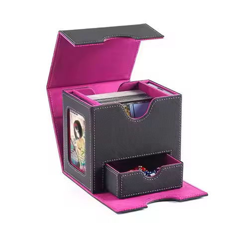 Dual Window Card Deck Box with Dice Storage, Single Slot Organizer Case for Yu-Gi-Oh!, Pokemon & One