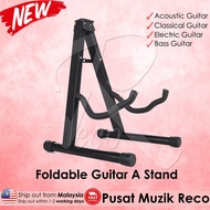 FOLD FLAT FOLDABLE Guitar A Stand for Acoustic, Electric, Bass Guitar and Ukulele (CAN FIT INTO GUITAR BAG) | Black A Shape Guitar Stand Foldable for Acoustic Classical Electric Bass Bass Guitar A Stand