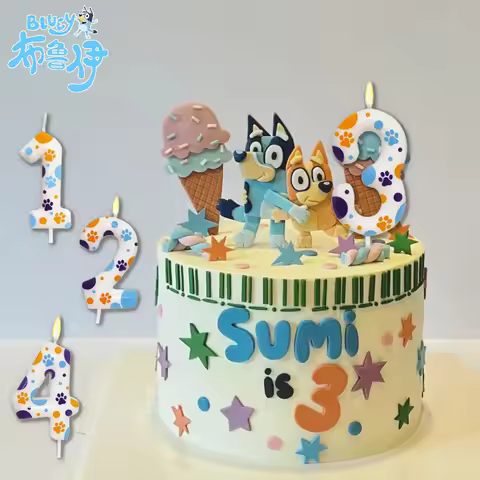 Bluey Candle Blue Dog Claw Birthday Candle 0-9 Theme Printing Birthday Party Supplies Claw Printing
