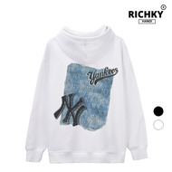 Richky Hanoi Premium Hoodie Mlb New York Ny Yankees Denim Patch