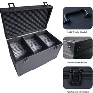 Premium Dustproof 3 Rows Black/Silver Aluminum Graded Card Case - Secure Card Slab Storage Box for P
