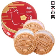 日本市集 - 日版 神戶風月堂 馬年限定 福馬 迷你招牌Gaufres 經典3味 薄脆法蘭酥餅 圓形鐵罐禮盒 (1盒6件)【市集世界 - 日本市集】