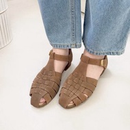 防水皮革! 日光編織漫步涼鞋 棕 全真皮 MIT- 榛果粒