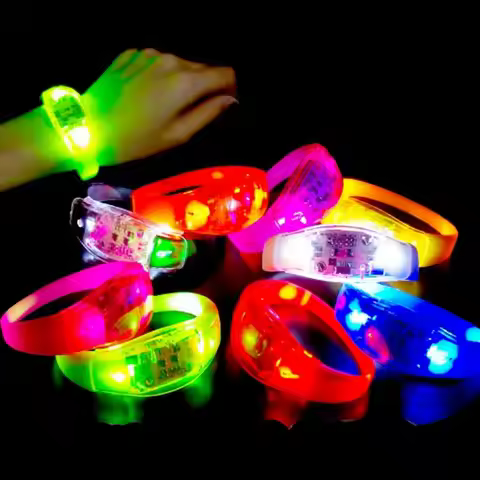 6pcs Led Bracelet Sound Activated Glowing Bracelets Sound Control LED Light Up Silicone Flashing Bra