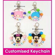 Couple Keychain / Customised Cartoon Ring Name Keychain / Bag Tag / Christmas Gift Ideas / Valentine Present