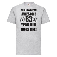T-Shirt With Fun Graphic Print "Celebrating The 63rd Birthday" Cotton 1 Round Neck Short Sleeves Sui