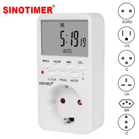 EU UK BR Plug Outlet Electronic LCD Digital Socket Timer Programmable Timer Switch 220V AC Plug-in T