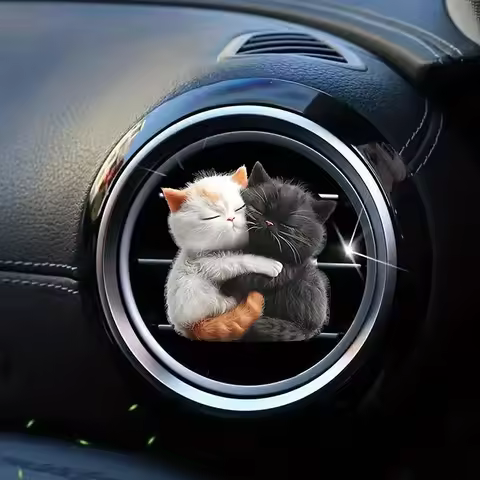 2Piece Feline Perfume Diffuser for Car, Air Con Vent Decoration Car Freshener Clip, Car Inner Aromat