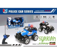 Mainan Mobil Remote Control Jeep Polisi Lampu LED SIRINE Baterai Cas Mainan Anak Mobil Remot Polisi
