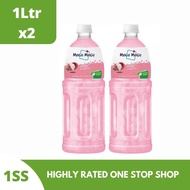 Mogu Mogu Lychee Juice with Nata De Coco, 1Ltr Set of 2