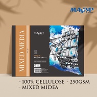 MayArt SC Mixed Media Paper Pad 250gsm 100% Cellulose A3/A4 Pad Kertas Media Campuran
