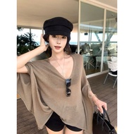 Elizabethgrosir1 Backless V-neck Batwing Top premium stretchy Knit Material Women's Batwing Sleeve T