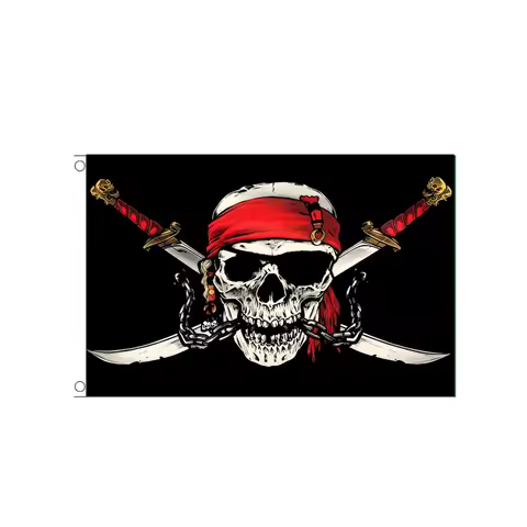 Pirate Skull & Cross Swords Flag Jolly Roger Banner 2x3ft 3x5ft for Halloween Party Bar Home Wall De