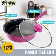 Pink Frying Pan 24CM Frying Pan With Non-Stick Lid