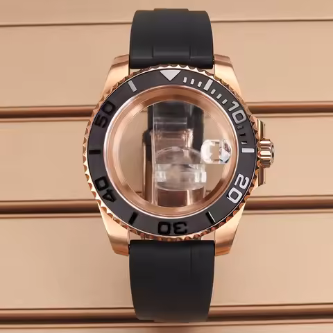 40mm Women Diver Watch Case Rose Gold Sapphire For YACHT NH35 NH36 NH34 72 4R 7S26 Miyota 8215 ETA28