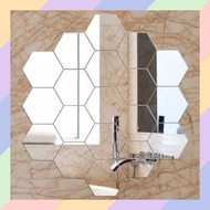 37s Mirror Wall Sticker Hexagonal Glass Sticker Hexagon Mirror Decoration