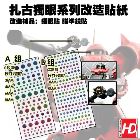 Model Cyclops Mecha Zaku Colorful eye stickers Eye patch Sight mirror sticker