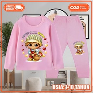 Piyama Baju Tidur Stelan Panjang Cute Girl Kids Anak Perempuan Usia 1-10thun KS-2030