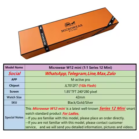 42mm W12 Mini Series 12 11 Smart Watch 12 Mini 1GB ROM W12mini Upgraded W11mini Smartwatch For Women