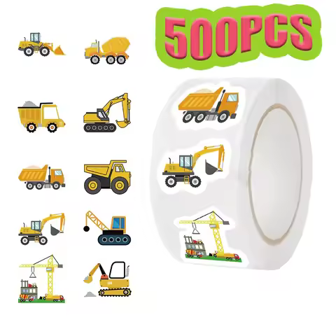 500Pcs Construction Vehicle Sticker Roll For Encourage Sticker For Labels Thank You Sticker