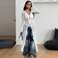 Women's Fall/All-Season Rave Outfit Renaissance Fair Hippie Music Festival Gyaru Mesh Straps Ruffle 