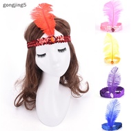 [gongjing5] Feather Flapper Sequin Charleston Dress Costume Women Solid Multicolor HairBand SG