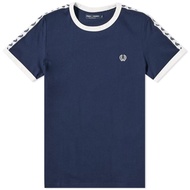 Fred Perry- t-shirt white sport authentic taped ringer-kaos Pria Fred Perry Ralpict