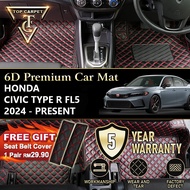 Top Carpet HONDA CIVIC TYPE R FL5 (2024-PRESENT) 6D PU Leather Car Carpet VIP Car Mat Floor Mat Alas