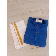 SILK COTTON VESHI (DHOTI) AND COTTON SHIRT FOR KIDS BOYS.