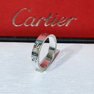 Cartier 窄版love18k白金單鑽戒指 52號