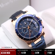 jam tangan pria alexandre christie 6141 ac6141 ac 6141 mc original - navy rose gold