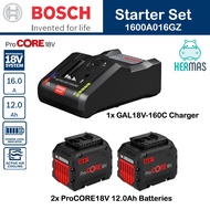 BOSCH PROCORE STARTER KIT 18V 12.0Ah With 2PC 12.0AH BATTERY PACK & 1PC GAL18V160C CHARGER 1600A016G