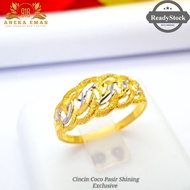 CINCIN PADU BUAT BASAHAN Cincin Coco Pasir Shining With Chrome | Gold 916 💯 Original