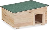 Relaxdays Hedgehog House, Wood, Hedgehog Hotel with Floor, 2 Chambers, Winter Quarters for Hedgehogs